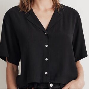 Madewell notch neck button shirt black xs women's blouse
